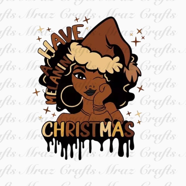 Christmas, Holidays, Santa, Noel, Melanin, PNG, T-shirt design, art, Queen