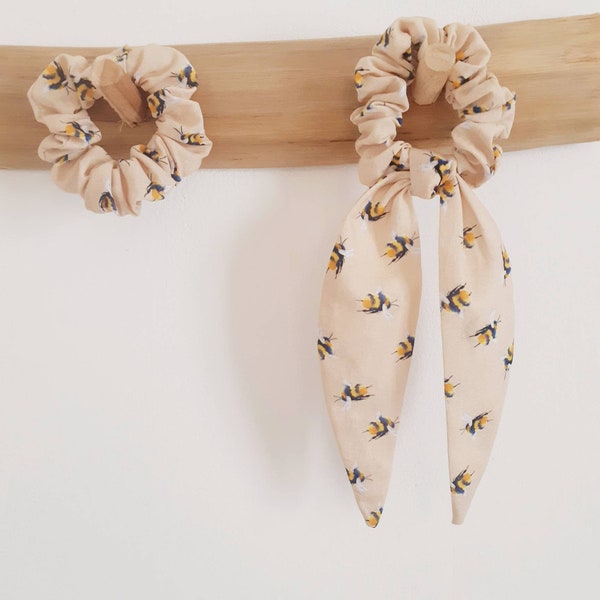 Bee Scrunchie, Save The Bees Scrunchy, Bow Scrunchie, Long Scrunchie, Tail Scrunchy, Summer Scrunchy, Summer Gifts, Animal Lover Gifts