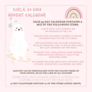 Girls Advent Calendar, 24 Day Advent Calendar, 12 Day Advent Calendar, Scrunchie Gifts, Gifts for Her, Christmas Gift, Birthday Countdown image 3