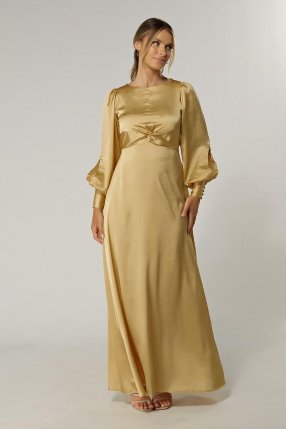 gold crepe dress Khanum's KROON MAXI DRESS IN GOLD main image 0