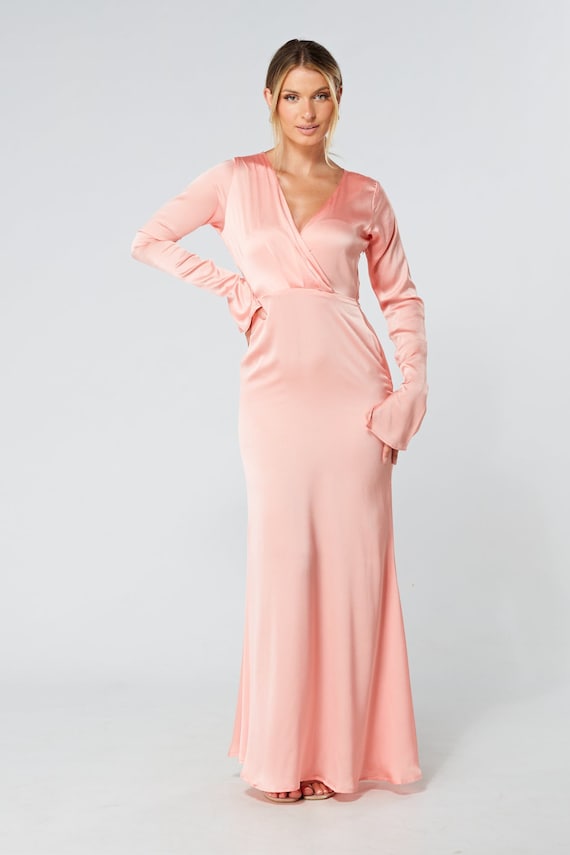 Alessandra Blush Satin-feel Crepe Maxi Dress Australia