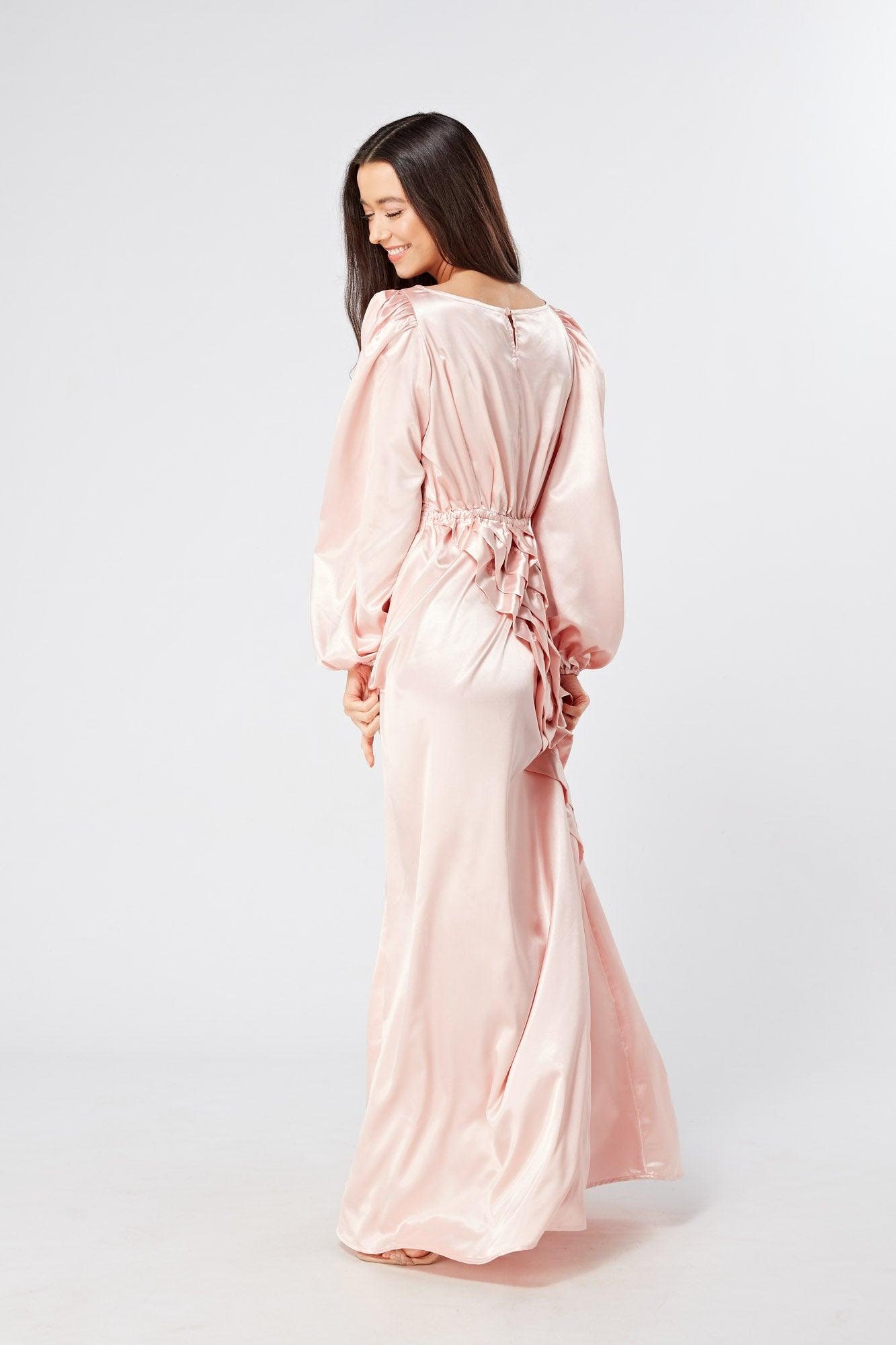 Seraphina - Lace-Back Satin Maxi Dress