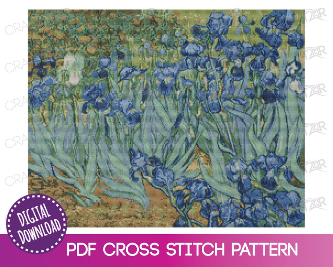 Irises Cross Stitch PDF Pattern - Irises by Van Gogh - Counted Cross ...