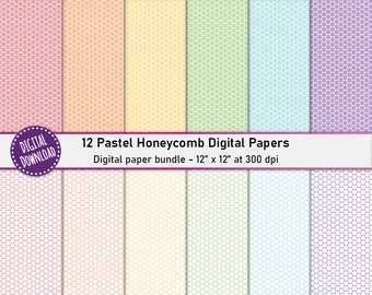 Pastel Honeycomb Pattern Digital Paper Pack (Digital Download)