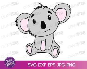 Koala SVG File - Cute Koala Clipart for Crafts, Stickers and Sublimation - Cartoon Koala Bear Printable - Commercial Use Allowed