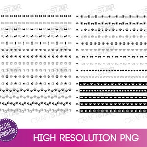 Dog Themed Page Divider PNG Set - 30 Dog Paw and Bone Text Divider png bestanden - Pet Line Dividers Digital Download