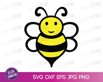 Bee SVG File for Cricut or Silhouette - Cute Cartoon Bee Clipart for Printing - Instant Digital Download