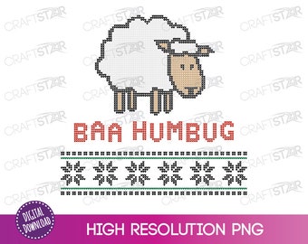 Baa Humbug Christmas Sheep - Ugly Sweater Style PNGs for Print / Sublimation