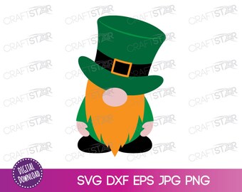 St Patrick's Day Gnome SVG - Leprechaun Clipart - Irish Design Element / Transfer.