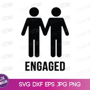 Casal de noivos LGBT SVG - Clipart de casamento de casal masculino para impressão e corte, sublimação e artesanato de casamento