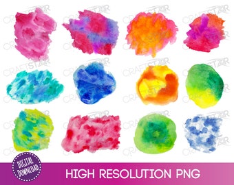 Watercolor Splashes PNG Set: Hand Painted Backgrounds (Digital Download)
