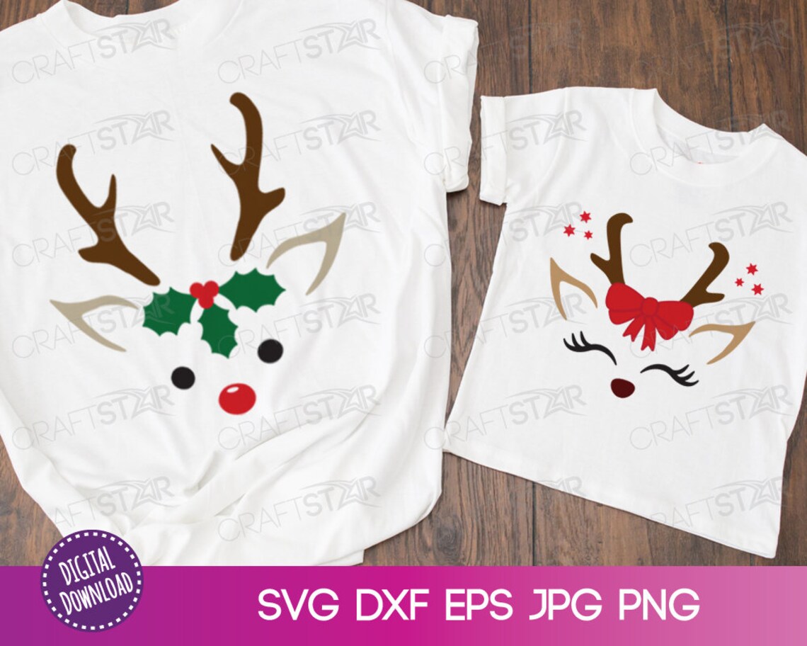 Reindeer Face SVG Files for Cricut or Silhouette Rudolph - Etsy