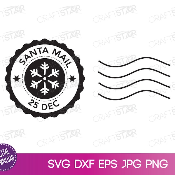 Santa Postmark SVG File - Santa Mail Christmas Clipart Digital Download Files