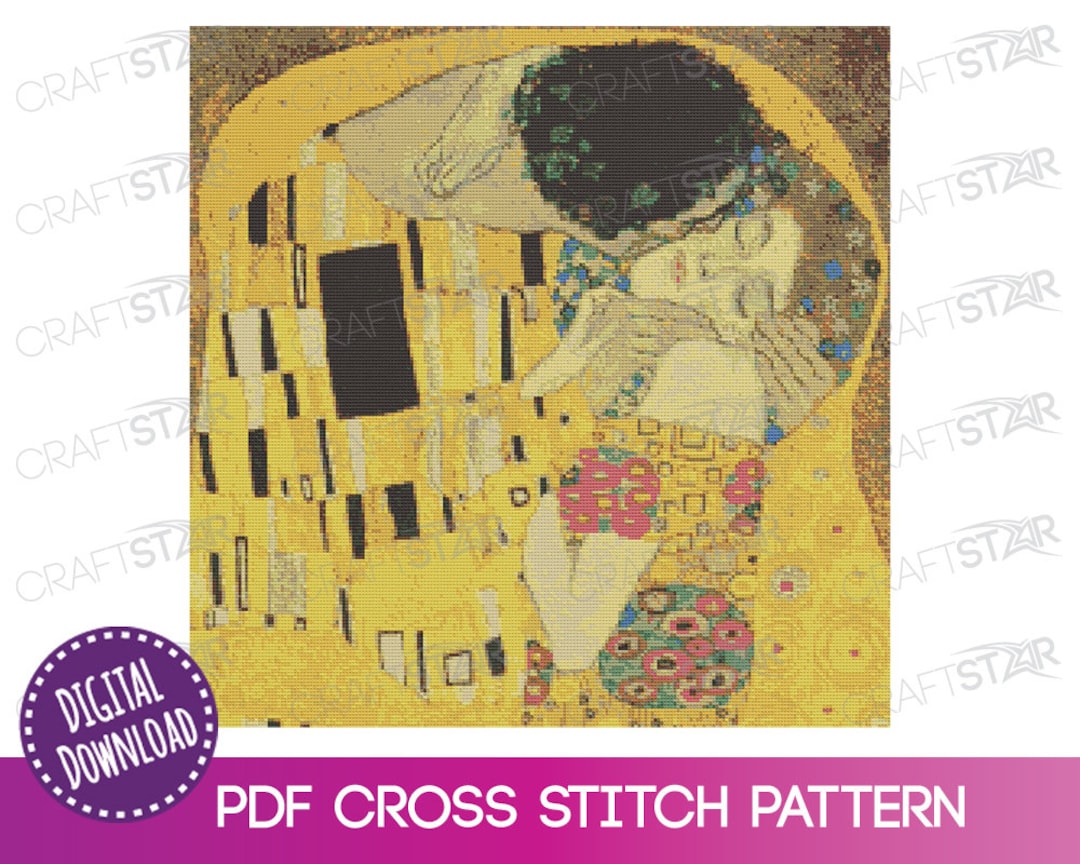The Kiss Cross Stitch PDF Pattern Gustav Klimt Cross Stitch Etsy