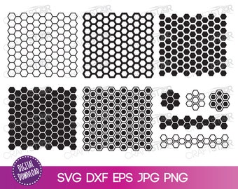 Honeycomb SVG Set - Hexagon Pattern and Honeycomb Design Elements - Honeycomb Background Clipart