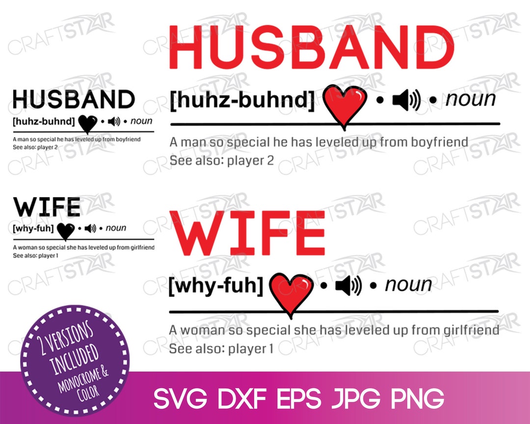 Husband and Wife Definition SVG Set Husband & Wife Dictionary