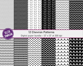Chevron Digital Paper Pack: 12 Pattern Backgrounds (Digital Download)