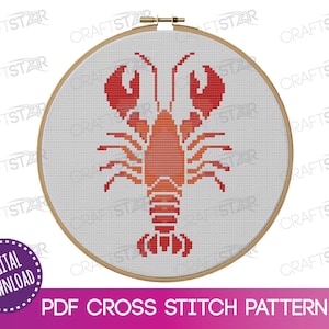 Lobster Cross Stitch PDF Pattern - Counted Cross Stitch Lobster Pattern - Instant Download