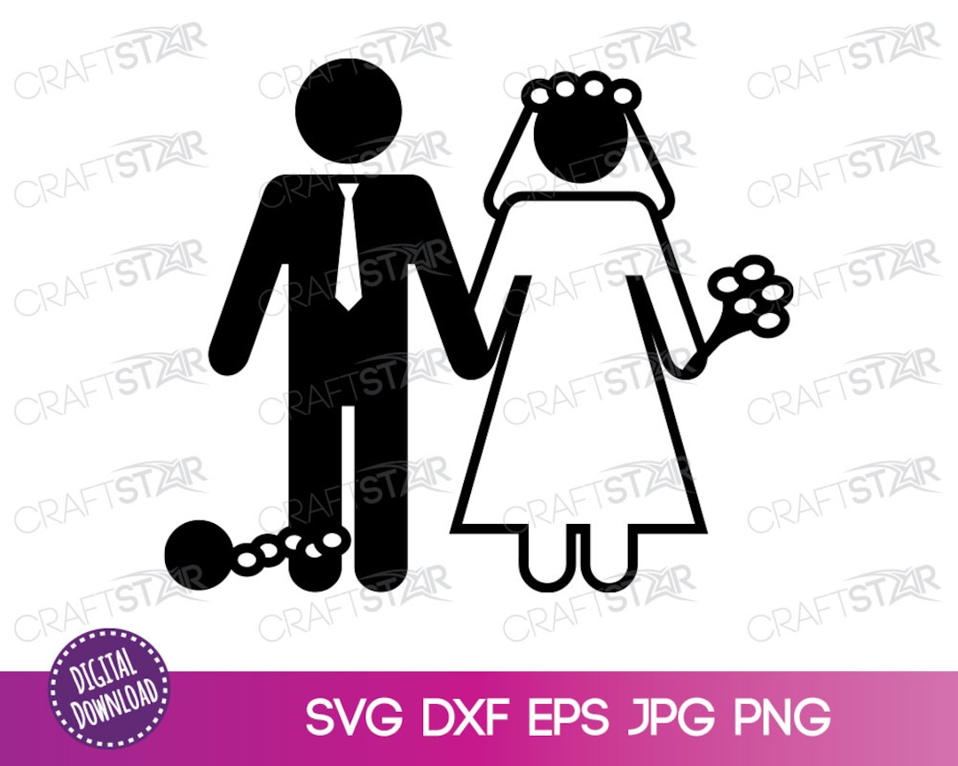 Bride and Groom SVG Ball and Chain Funny Wedding Clipart for Print