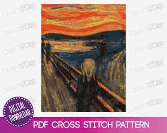 Edvard Munch's 'The Scream' Cross Stitch Pattern (PDF Download)