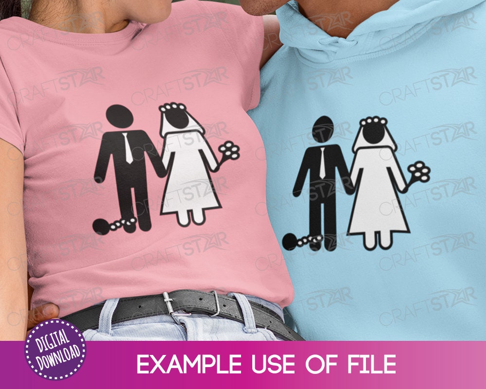 Bride and Groom SVG Ball and Chain Funny Wedding Clipart for Etsy UK