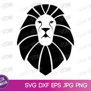 Lion SVG File For Cricut & Silhouette | Modern Lion Clipart in Print Ready jpg, png, dxf and eps Formats