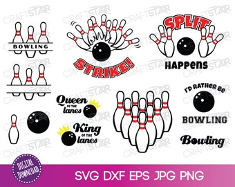 Bowling SVG bundle- Bowling Clipart Set - Sports Digital Element Bundle - Bowling Ball, Bowling Pins, Strike svgs - Commercial Use