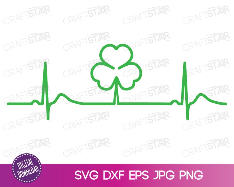 Download Shamrock Heartbeat SVG File for Cricut or Silhouette Irish ...