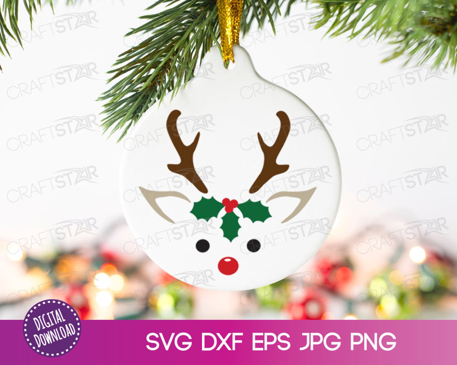 Reindeer Face SVG Files for Cricut or Silhouette Rudolph - Etsy
