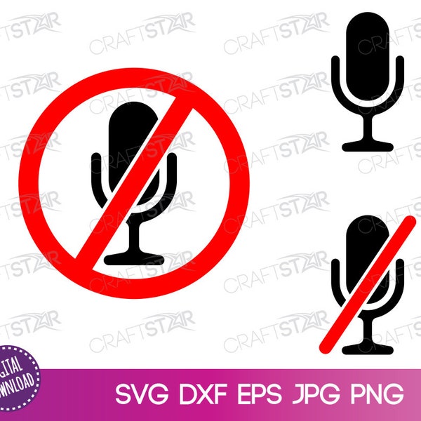 Mute SVG - You’re On Mute Symbol - Téléchargement de clipart de microphone en sourdine pour Cricut, Silhouette, Print et Crafts