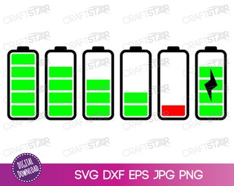 Battery Symbol SVG: Charge Icons, Low to High Energy (Digital Download)