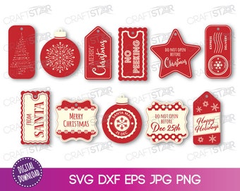 Christmas Gift Tags SVG Bundle – Holiday Print and Cut Files (Digital Download)