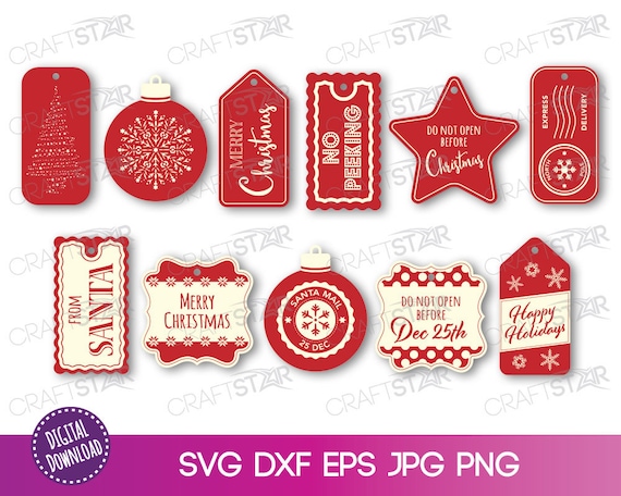 Download Christmas Gift Tags Svg File Bundle Cricut Or Silhouette Etsy