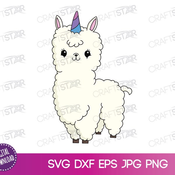 Llamacorn SVG File - Llama Unicorn clipart for Crafts, Stickers and Sublimation - Llamacorn Printable - Commercial Use Allowed