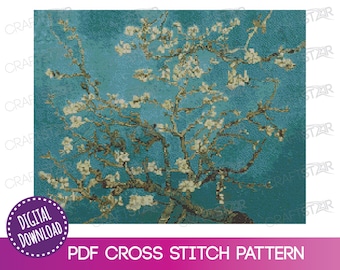 Van Gogh Almond Blossoms Cross Stitch Pattern (PDF Download)