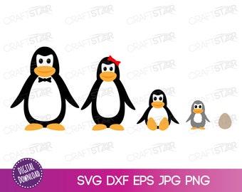 Family of Penguins SVG Files for Cricut or Silhouette - Cute Penguin Clipart for Printing - Instant Digital Download