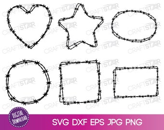 Barbed Wire Frames: Urban Clipart SVG Files (Digital Download)