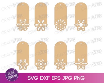Snowflake Gift Tags SVG Files: Christmas Cricut, Silhouette (Digital Download)