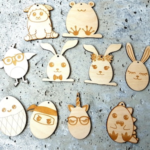 Uova di Pasqua in legno, divertenti forme vuote per lavoretti in legno di Pasqua, decorazioni primaverili fai da te