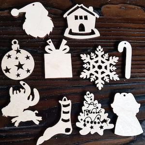 Wooden Christmas shapes wood cut outs for crafts decoration DIY decor
