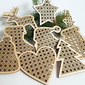 Hölzerne Boho Weihnachtsschmuck mod Rattan Stil Naturholz Handwerk Dekoration