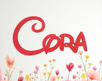 Personalized wooden plaque kids bedroom child name sign laser cut cartoon font