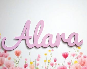 Personalized wooden sign for kids bedroom child name plaque laser cut baby nursery decor