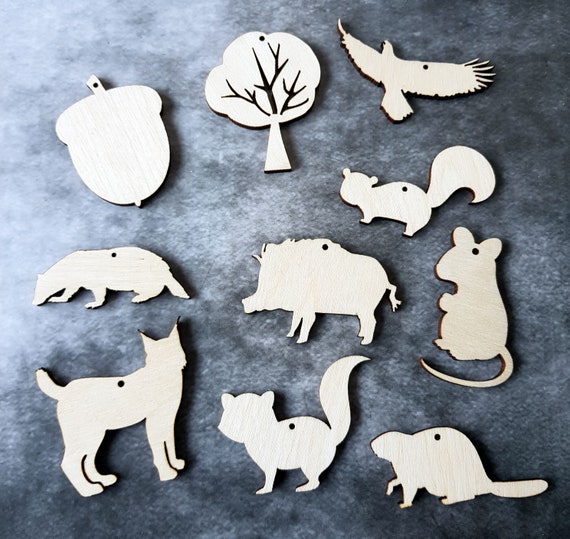 Wooden Animal Shapes Woodland Cut Outs Wood Crafts Decoration Etsy