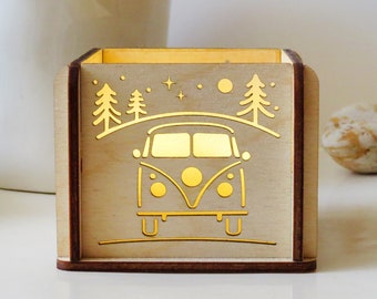 Boîte à lumière personnalisée en bois pour camping-car/Cadeau d'anniversaire/Van Life/Cadeaux camping-car/Cadeau personnalisé/Cadeau fête des Mères/Cadeaux camping/Fête des pères