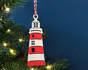 Lighthouse hanging decoration, Smeaton's Tower, Plymouth, Christmas decoration, stocking filler, secret Santa, tree decoration, nautical