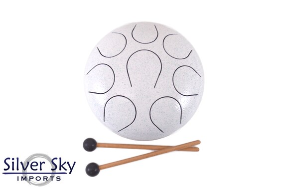 432 Hz Metal Chakra Drum Logo White 7.5 x 4