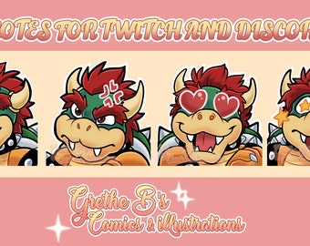 Bowser Twitch & Discord Streamer vtuber gamer Emote pack (4 Emotes) | Digital Download