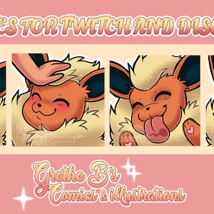 Flareon Twitch & Discord Emote pack (4 Emotes), Streamer emotes, anime video game characters | Digital Download