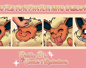 Flareon Twitch & Discord Emote pack (4 Emotes), Streamer emotes, anime video game characters | Digital Download